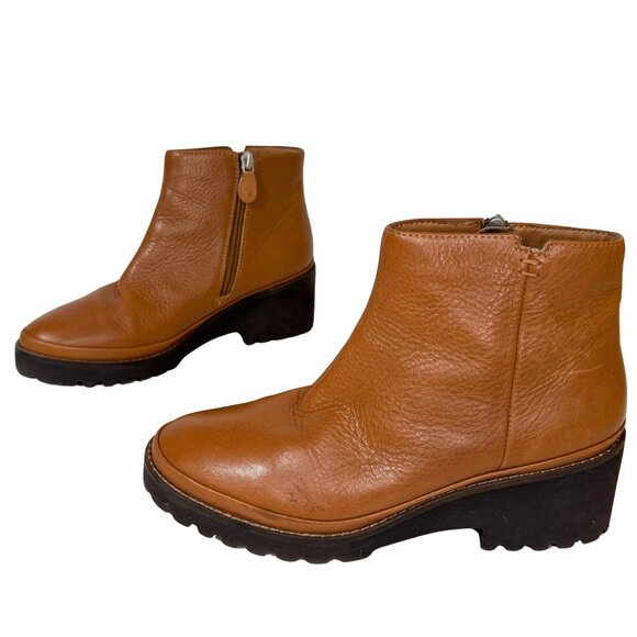Gentle Souls by Kenneth Cole Womens Platform Lug Sole Leather Boots Size 7 Brown - Picture 1 of 10